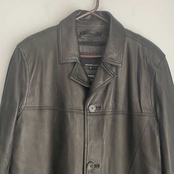 Wilsons Leather Coat Thinsulate Insulated *Zips Out* Black Button Front Size XL - Picture 5 of 16
